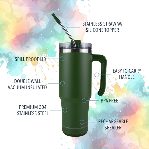 30 oz Bluetooth Speaker Mug HUNTER GREEN - Picture 4 of 8